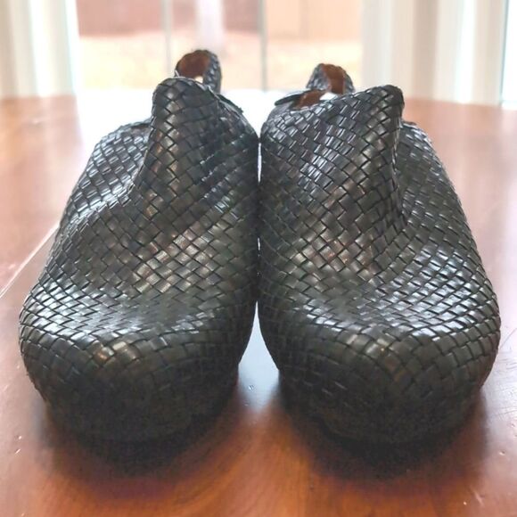 Earthies Katina Black Wedge Woven Leather Bootie Sandals Size 10 - Picture 3 of 13